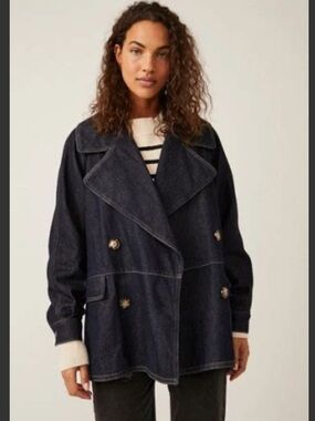 Free People Denim Car Coat Size M